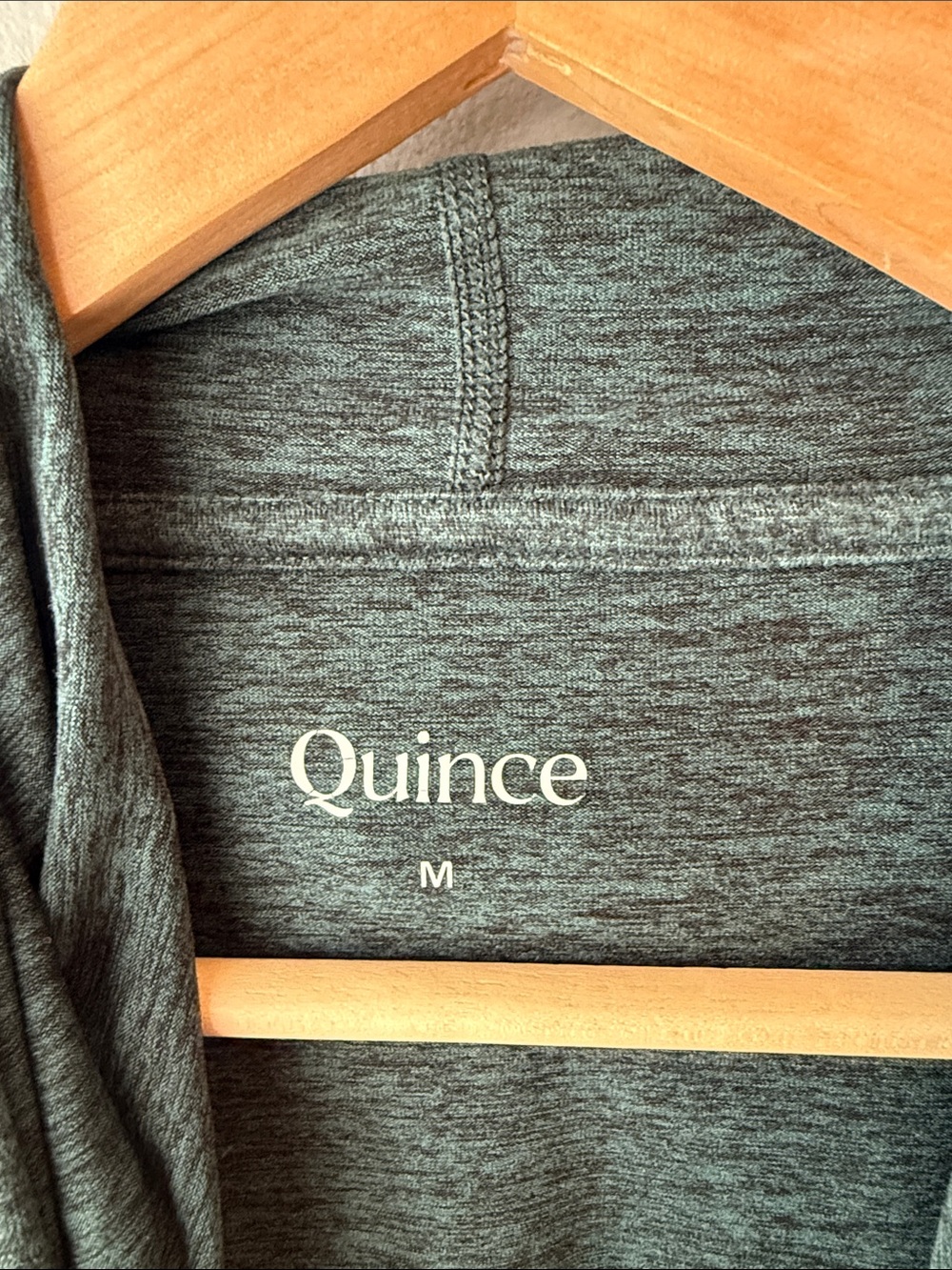 Quince Flowknit Pullover Hoodie in Heather Green Sz M - Picture 6 of 10